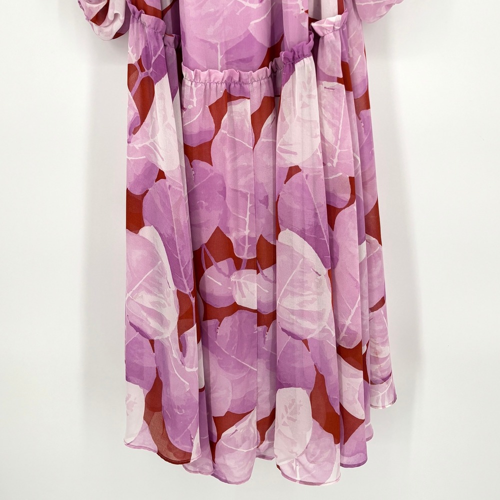 Anthropologie Hutch Floral Wrap Midi Dress Purple Brown Long Sleeve Ruffle Sz S - Picture 12 of 15